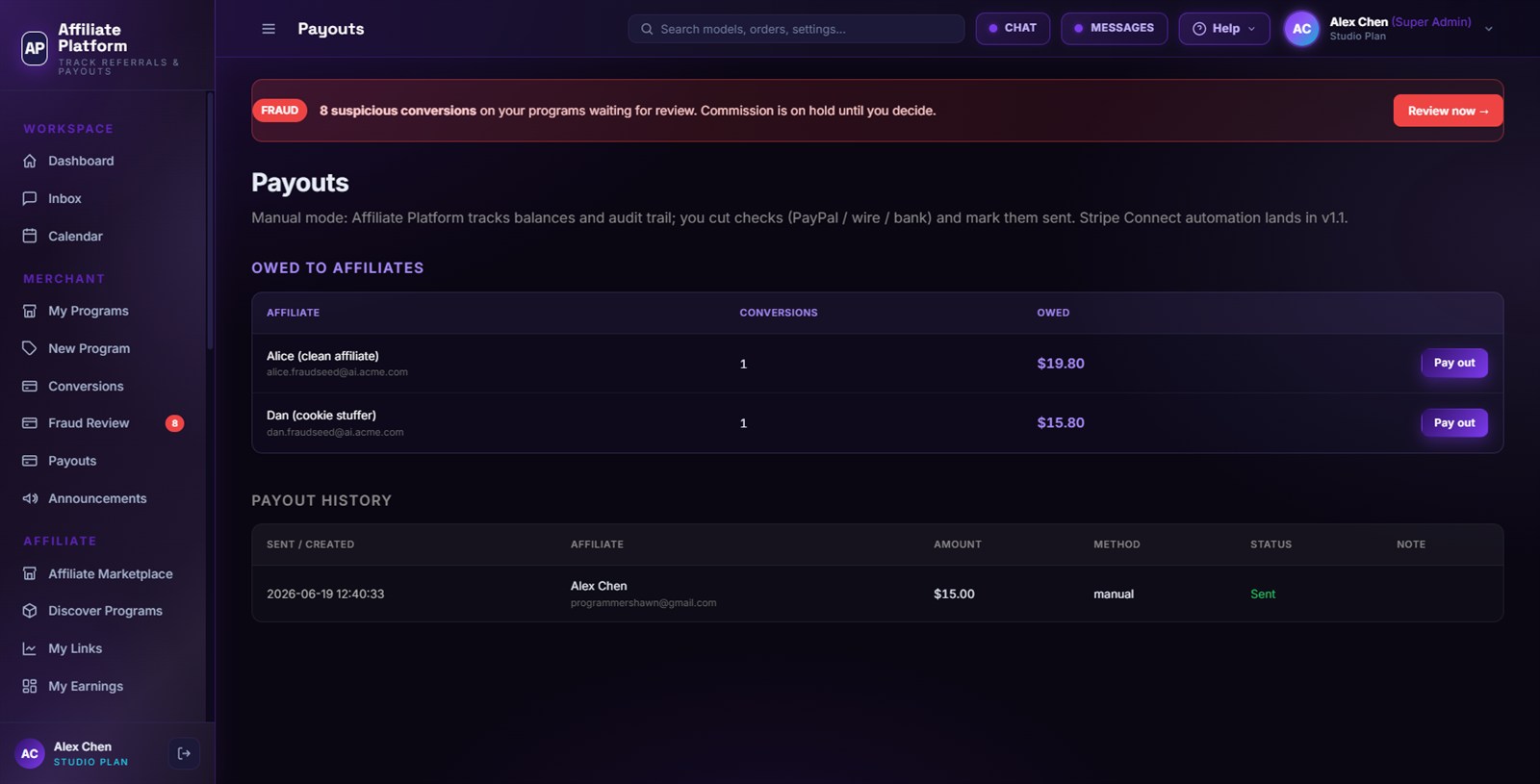 Batch payouts in any currency