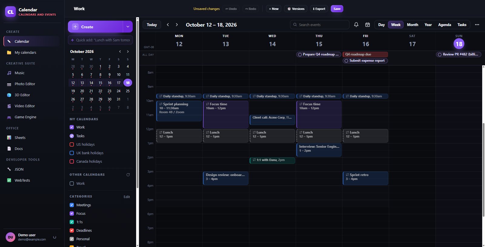 A week that makes sense at a glance