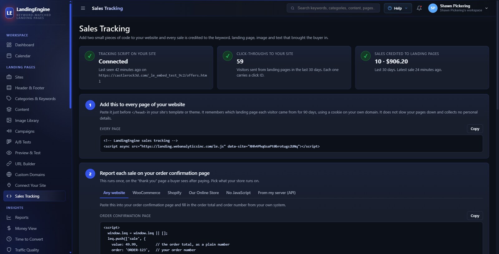 Sales tracking in one line of code