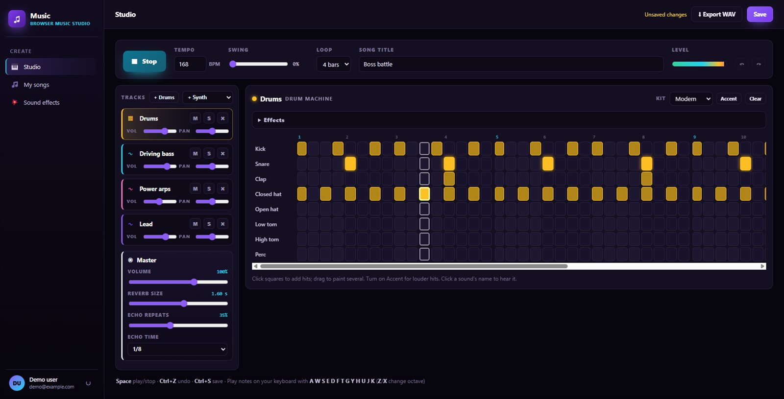 A drum machine with two kits