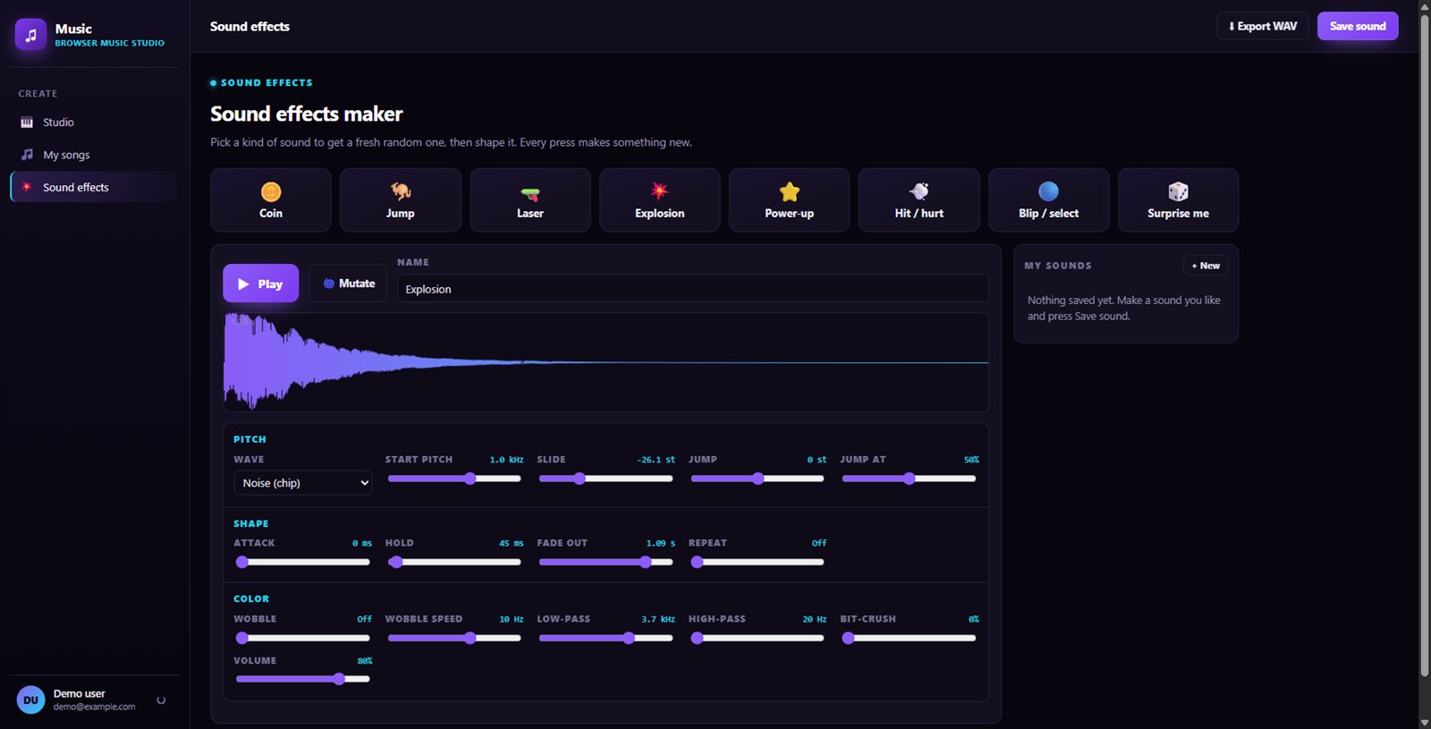 Sound effects in one click