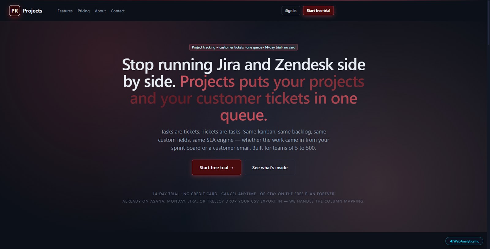 Projects + customer tickets in one queue