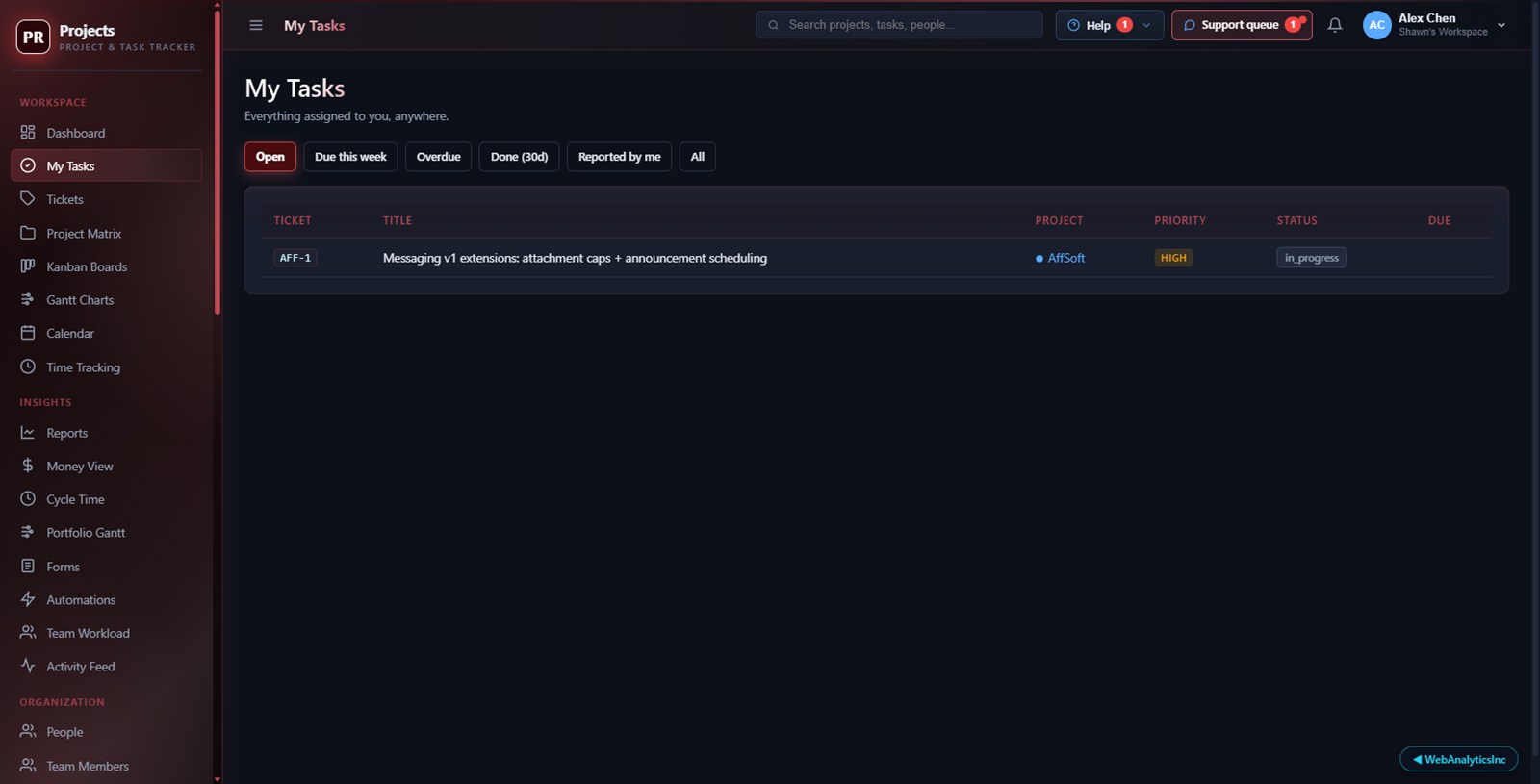 Your queue -- tasks + tickets