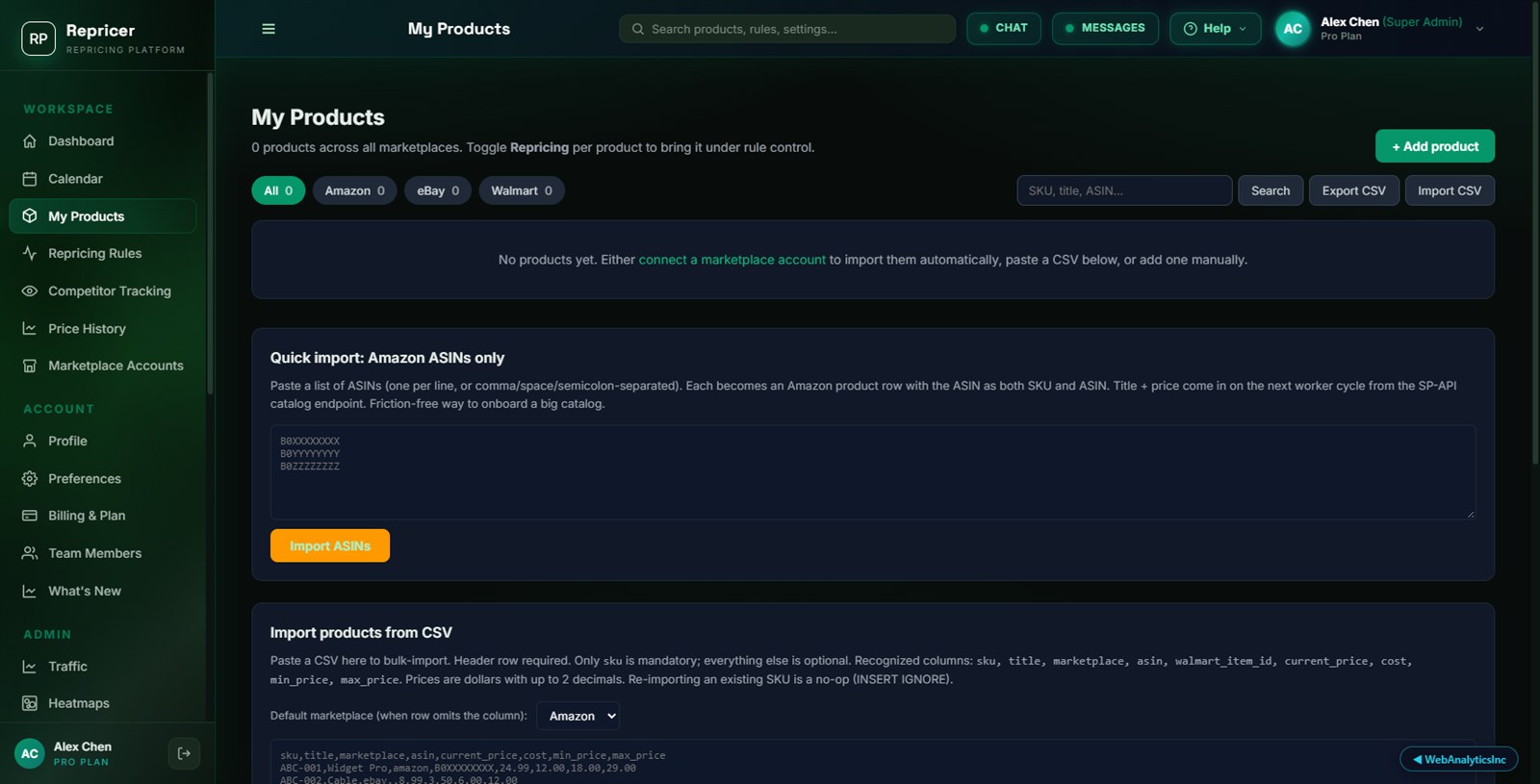 Your catalog with live prices