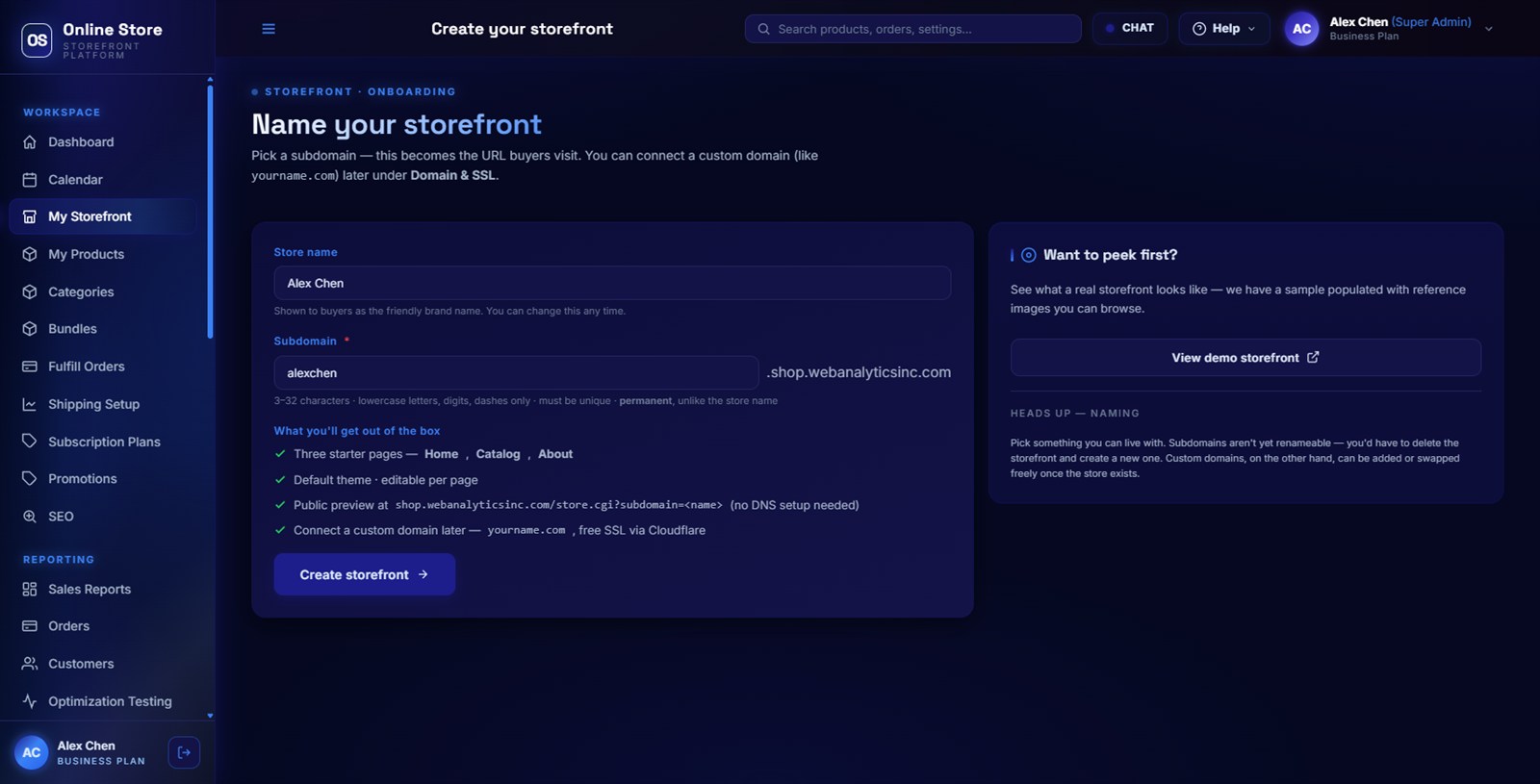 Your fully branded storefront
